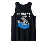 Mini Schnauzer Boss Dog Dad Joke Humor Office Tie Funny Tank Top