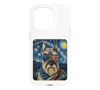 Mini Schnauzer Dog Wearing USA Flag Glasses American Art Case for iPhone 15 Pro