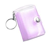 Mini Scrapbook Key Ring with 24 Photo Slots - Transparent Portable Card Holder for Photos Adults Men Women Birthday Wedding School Wallet Backpack, purple, Se référer au descriptif, Refer to