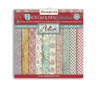 Stamperia International Mini Scrapbooking Pad-Double Sided Sheets-Backgrounds Selection Alice, Various, 8 x 8 inches