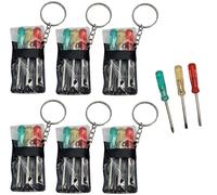 Mini Screwdriver Set Keychain with 3 Tools (2.5") Miniature Metal Screwdriver Set Key Chains Includes 2 Flathead Screwdrivers and 1 Crossing Screwdriver in a Portable Pouch (12 Packs)