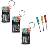 Mini Screwdriver Set Keychain with 3 Tools (2.5") Miniature Metal Screwdriver Set Key Chains Includes 2 Flathead Screwdrivers and 1 Crossing Screwdriver in a Portable Pouch (3 Packs)