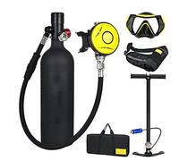 Mini Scuba 1L Tank Diving Tank Equipment with Full Face Diving Mask, Mini Scuba Cylinder High Pressure Air Pump with 15-20 Minutes Scuba Tank Refill Adapter for Underwater Diving Breath Training
