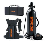Mini Scuba Tank 2L Capacity Diving Oxygen Tank Support 25-30 Minutes Underwater Breath Small Lung Air Tank Kit with Portable Box Scuba Cylinder for Underwater Entertainment/Diving Operation(A-Black)