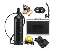 Mini Scuba Tank 2L Diving Respirator Diving Equipment Aluminum Bottle Gas Cylinder Adult Swimming Snorkeling Snorkel Residual Pressure Gauge(Nero,E)