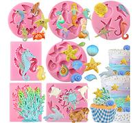 Mini Sea Creatures Summer Beach Fondant Silicone Mould for Jewellery, Cake Decoration, Cupcake Topper, Polymer Clay, Crafting Projects, 30-Cavity, 7-Count