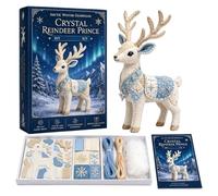 Mini Sewing Kit Bundle, Beginner DIY Craft Set, Travel Case Kit Precut Sheets, Thread Cotton Stitches Kits Set, Festive Reindeer Style Design for Home Kids Art Craft Use