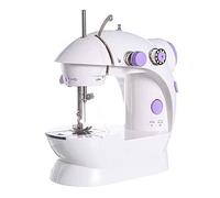 Mini Sewing Machine Easy-Sew Sleeves, Adjustable Double Threads, Multi-Function Overlock Household Sewing Tool for Household, Travel, Kids, Beginners, White & Purple