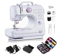 Mini Sewing Machine for Beginners, 12 Built-in Stitches, 2 Speeds Foot Pedal Portable Design with Sewing Kit (Purple)