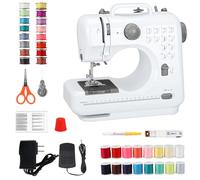 Mini Sewing Machine for Beginners, Portable Electric Sewing Machine with Dual Speed, 12 Built-in Stitches, Foot Pedal, and Accessories Kit for Home DIY Projects & Gift, White and Gray