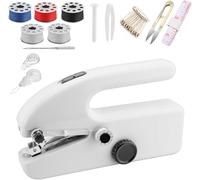 Mini Sewing Machine, Handheld Sewing Machine, Portable Electric Sewing Machines for Beginners with Two Speeds, Dual Electric Power Mode, Easy to Use, Suitable for Home, Travel and DIY (White)