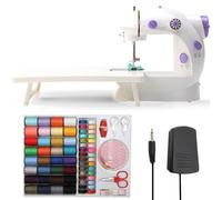 Mini Sewing Machine, Household Sewing Machines with Extension Table for Beginners, Two Threads Double Speed Portable Electric Sewing Machine with Sewing Kit for DIY Crafts