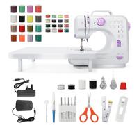 Mini Sewing Machine with Extension Table for Beginners, Mini Sewing Machine with 42pcs Threads Kit, 12 Stitches, Foot Pedal, 2 Speed and LED Light, for Clothing, Bed Sheets