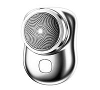 Mini Shave Portable Electric Shaver Mens USB Rechargeable Electric Shaver with Replaceable and Removable Razor Head (Silver)