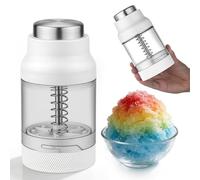 Mini Shaved Ice Machine Snow Cone Machine - Portable Handheld Small Crusher with Cube Trays (White)