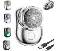 Mini Shaver for Men,Portable Pocket Size Electric Shaver,Waterproof Powerful Electric Razor,Wet and Dry Use USB Fast Charging Beard Shavers for Travel Office Business Trip (Silver)