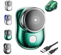 Mini Shaver for Men,Portable Pocket Size Electric Shaver,Waterproof Powerful Electric Razor,Wet and Dry Use USB Fast Charging Beard Shavers for Travel Office Business Trip (Green)