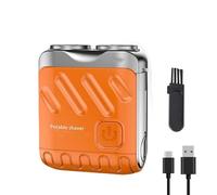 Mini Shaver Portable Rotary Dual Ring Electric Shaver Dual Head Waterproof Rechargeable Mini Wet Dry Shaving Razor Pocket Shavers for Men (Orange)