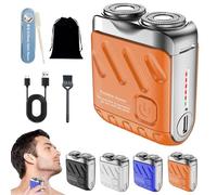 Mini Shaver, Small Steel Cannon Suspended Magnetic Blade Shaver, Mini Electric Explosive Shavers for Men, Waterproof, USB Fast Charging, Compact Travel Size (1PC-Orange)