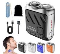 Mini Shaver, Small Steel Cannon Suspended Magnetic Blade Shaver, Mini Electric Explosive Shavers for Men, Waterproof, USB Fast Charging, Compact Travel Size (1PC-Black)