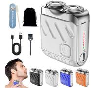 Mini Shaver, Small Steel Cannon Suspended Magnetic Blade Shaver, Mini Electric Explosive Shavers for Men, Waterproof, USB Fast Charging, Compact Travel Size (1PC-White)