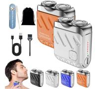 Mini Shaver, Small Steel Cannon Suspended Magnetic Blade Shaver, Mini Electric Explosive Shavers for Men, Waterproof, USB Fast Charging, Compact Travel Size (2PCS-A-C)