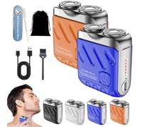 Mini Shaver, Small Steel Cannon Suspended Magnetic Blade Shaver, Mini Electric Explosive Shavers for Men, Waterproof, USB Fast Charging, Compact Travel Size (2PCS-A-D)