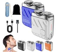 Mini Shaver, Small Steel Cannon Suspended Magnetic Blade Shaver, Mini Electric Explosive Shavers for Men, Waterproof, USB Fast Charging, Compact Travel Size (2PCS-C-D)