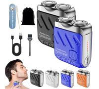 Mini Shaver, Small Steel Cannon Suspended Magnetic Blade Shaver, Mini Electric Explosive Shavers for Men, Waterproof, USB Fast Charging, Compact Travel Size (2PCS-B-D)