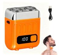 Mini Shavers for Men Portable Electric Shaver for Men 2026 Upgraded USB Rechargeable Travel Razor with IPX7 Waterproof Double-Ring Blade & Detachable Head Suitcase Beard Shaver for Home Office Travel