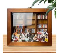 Mini Shelled Bookcase - Wooden Shelf, Tiny Home Ornament | Fun Stress Relief Display Piece, Bookcase Toy for Travel, Room