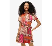 Mini Shirt Dress with Patchwork Pattern Floral patchwork print