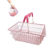 Mini Shopping Basket, 18 * 13.5 * 9cm Mini Pink Grocery Basket with Handles for Portable Grocery Storage Table Storage Decorative Ornaments(Pink)