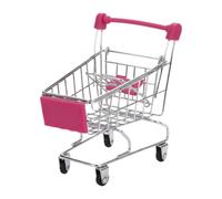 Mini Shopping Cart Miniature Cart Supermarket Trolley Iron Organizer Children Decorative Object Collection Desk 11cmx8.5cmx12cm Suitable for, Rose Red