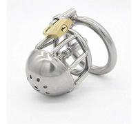 Mini Short Chastity Cage for Men, Small Chastity Cage Device, Cock Cage with Urethral Dilator Set Stainless Steel and Locking Mechanism and Urethral Sounding Rod
