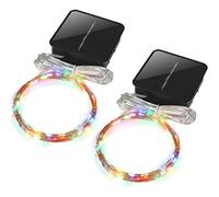 Mini Short Solar Christmas Lights Outdoor Small Solar Powered Waterproof String Light for Firefly Fairy Garden,Patio Lantern, Fence, Railing,Arbor Craft,5m 50LEDs,2 Pack (Multi-Color)