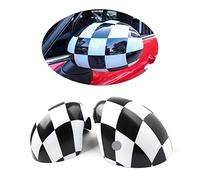 MINI Side Wing Mirror Cover, Checkered Flag Mirror Caps Cover for Mini Cooper One/D/SD/S/JCW F Series F54 F55 F56 F57 F60 2014-2019.6(Checkered, F Series With Light Hole)