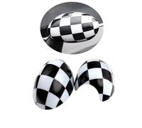 MINI Side Wing Mirror Cover, Gloss Black Mirror Caps Cover for Mini Cooper One/S/JCW R Series R50 R52 R53 2002-2006 (Checkered)