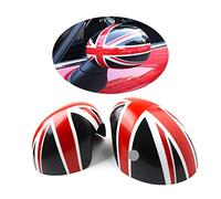 MINI Side Wing Mirror Cover, Union Jack Mirror Caps Cover for Mini Cooper One/D/SD/S/JCW F Series F54 F55 F56 F57 F60 2014-2019.6(Union Jack Black, F Series With Light Hole)