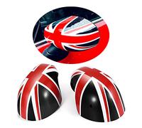MINI Side Wing Mirror Cover, Union Jack Mirror Caps Cover for Mini Cooper One/D/SD/S/JCW F Series F54 F55 F56 F57 F60 2020-2022(Union Jack Black, F Series With Light Hole)