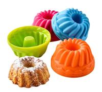 Mini Silicone Fluted Bund t Cake Pan,Nonstick Individual Small Ring Cake Molds for Baking,Silicone Bund t Pans Bakeware for Jello,Pudding,Brownie,Single Serving Dessert (12, 4color, 7cm/2.76")