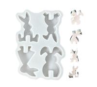 Mini Silicone Rabbit Mold - Reusable Mold,4 Cavities for Easy Deforming Easter Rabbit - Suitable for Baking, Cake, Fondant, Jelly, Plaster, Holidays, Home and DIY Lovers