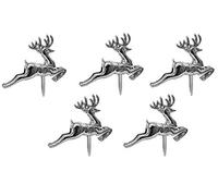 Mini SILVER Reindeer [5 PCS] Christmas Party Cake Decorations Small Size Reuseable Yule Log Cupcake Toppers