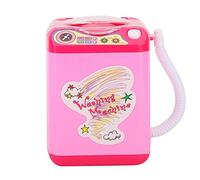 Mini Simulation Washing Machine Electric Make Up Brush Washing Machine Highly Realistic Design with Dehydration Function for Cleaning Cosmetic Brushes and Tools Plastic Red Rose (Pink)