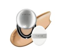 [*Mini Size*] TIRTIR Mask Fit Aura Glow Silver Cushion Foundation | Semi-glow Finish, Natural Coverage, Moisturizing, Lightweight, Korean cushion foundation (#33N Macchiato, Mini Size, 0.15 Fl Oz)