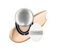 [*Mini Size*] TIRTIR Mask Fit Aura Glow Silver Cushion Foundation | Semi-glow Finish, Natural Coverage, Moisturizing, Lightweight, Korean cushion foundation (#21N Ivory, Mini Size, 0.15 Fl Oz)