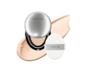 [*Mini Size*] TIRTIR Mask Fit Aura Glow Silver Cushion Foundation | Semi-glow Finish, Natural Coverage, Moisturizing, Lightweight, Korean cushion foundation (#17C Porcelain, Mini Size, 0.15 Fl Oz)