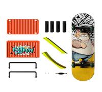 Mini Skateboard Toys - Fingerboard Ramp Training Set, Funny Finger Boards Play Kit, Compact Organizer Container, Desk Entertainment Collection | Finger Board Toy for Kids Adults Indoor Skill Practice