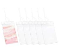 Mini Skater 6 Pack Luggage Tags Waterproof Clear ID Card Name Badge Holder with Plastic Loop Straps for Office Business Cards Suitcase Cruise Travel Accessories (Vertical 3 1/2" x 2 3/8")
