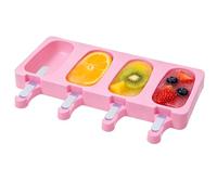 Mini Skater Ice Cream Bar/Popsicle Mold with Acrylic Popsicle Sticks 4-Cavity Silicone Ice Pop Cakesicles Mold for Homemade Cake Pops Fruit Yogurt Popsicles Frozen Treat Maker, 1Pcs (Pink)